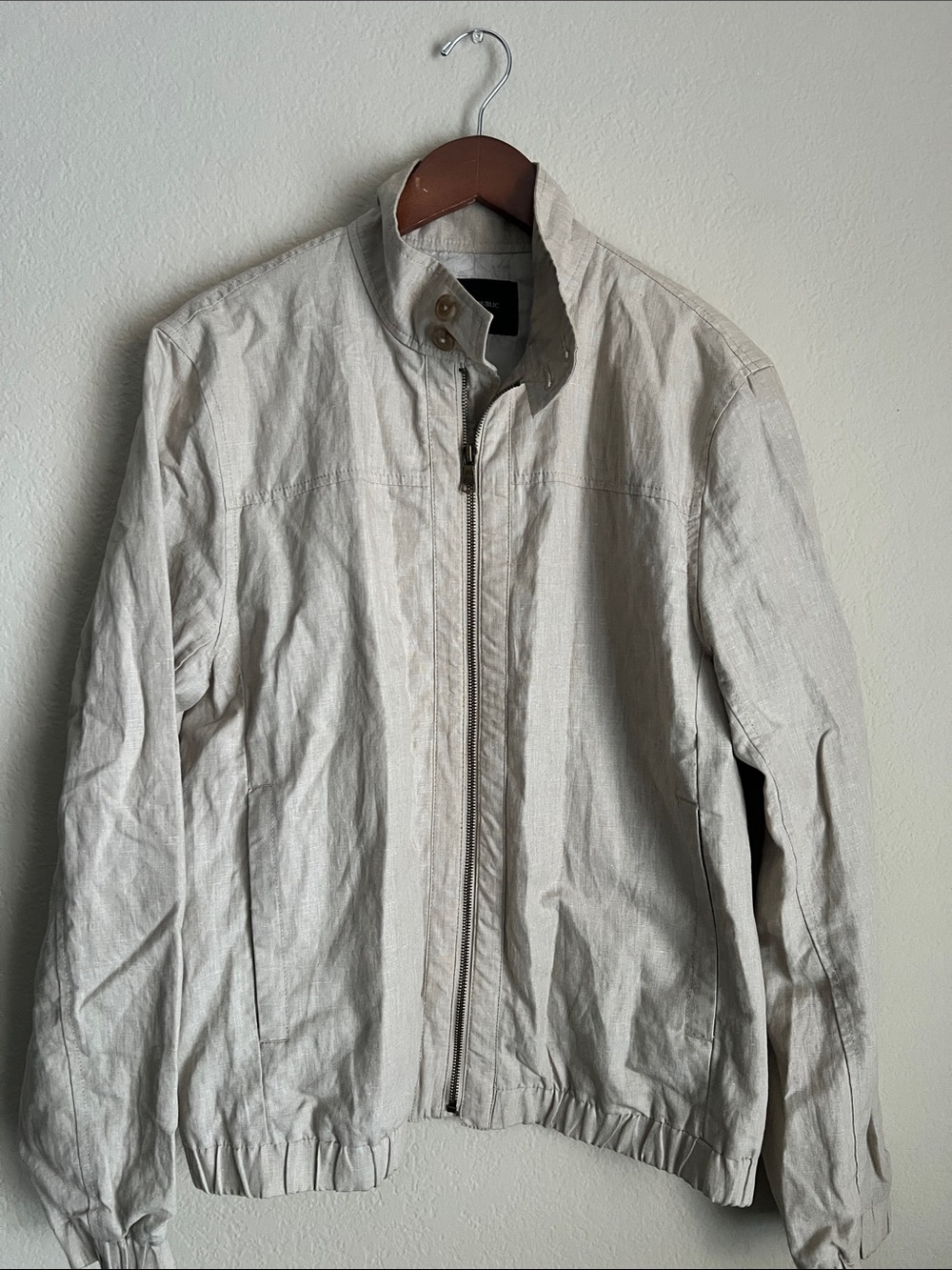 Banana Republic Men's Light Cream Zip-Up Shirt Jacket